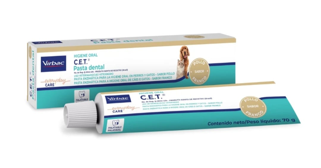 C.E.T. Pasta Dental Enzimática 70 gr Sabor Pollo - Perro y Gato ( ANTES C.E.T KIT)